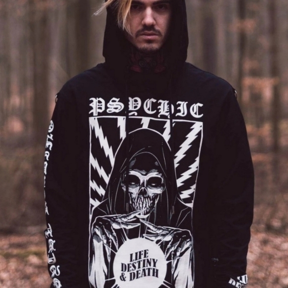 Killstar ✦ Psychic Pullover Hoodie ✦ Black Cotton Jersey w/ D-Ring Details XS - Picture 7 of 9